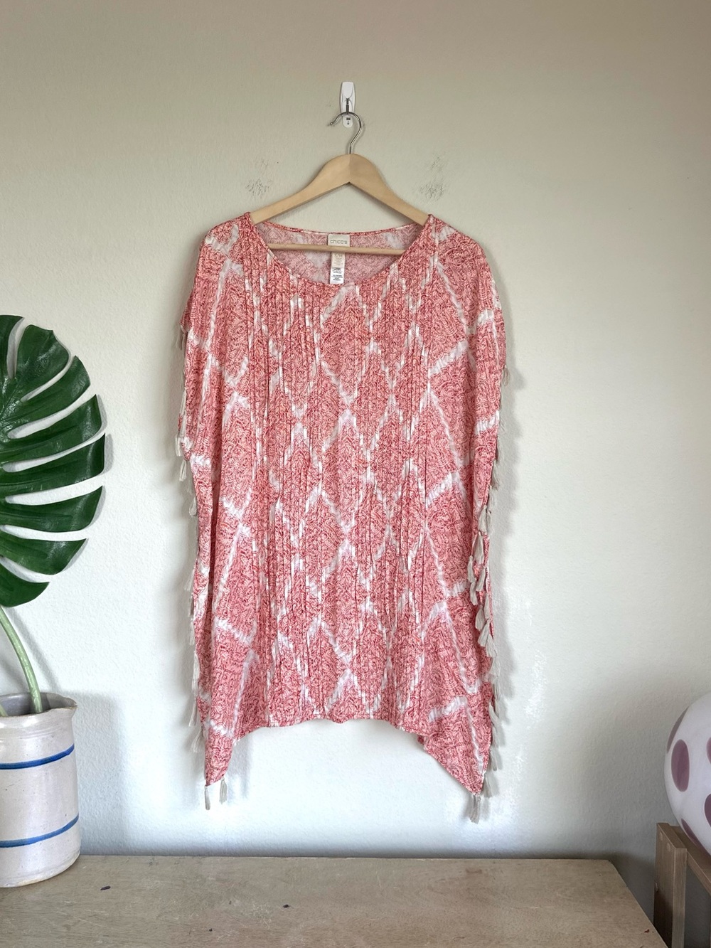 Chico’s Rayon Pin-tucked Caftan Swim Coverup